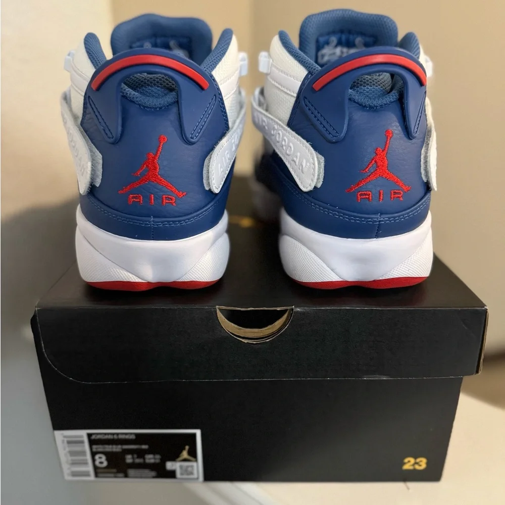 Nike Jordan 6 Rings True Blue and University Red Sneakers 8 - Picture 7 of 11